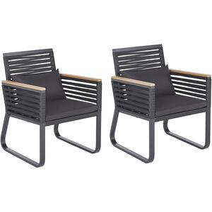 Set of 2 Garden Chairs Black CANETTO by Beliani