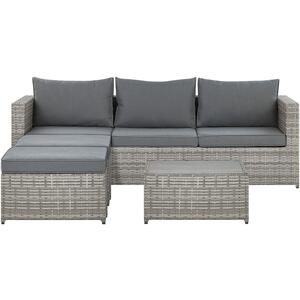 Sabbia 5 Seater Faux Rattan Garden Sofa Set in Light Grey