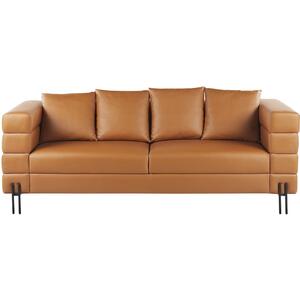 GRANNA 3 Seater Faux Sofa in Brown Faux Leather or White Boucle