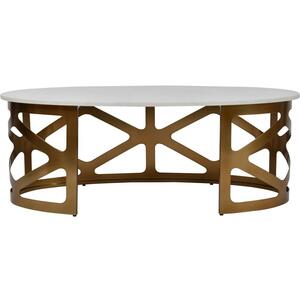 Metropolitan Coffee Table Satin Bronze Finish with Off-White Marble by The Arba Furniture Company