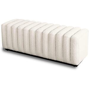 Kalum Ribbed Boucle Fabric Bench in Ivory or Grey
