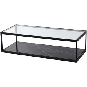 Tamon Rectangular Black Glass Coffee Table - White or Black Marble