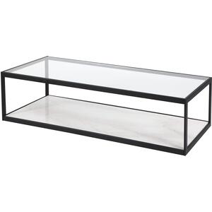 Tamon Rectangular Black Glass Coffee Table - White or Black Marble