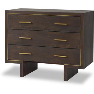 Tigur Chest Of 3 Drawers - Black or Dark Brown Ash & Polished Brass Detail