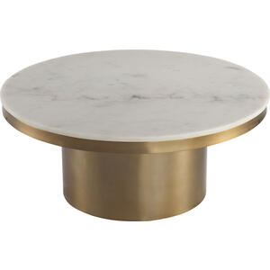 Camden Round Coffee Table - White Marble & Brushed Brass