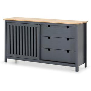 Bruna Painted Wood Sideboard - Matt Grey / Waxed Pine by Andrew Piggott Contemporary Furniture