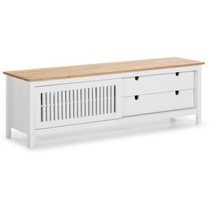 Bruna Painted Wood TV Cabinet - Matt White/Waxed Pine by Andrew Piggott Contemporary Furniture