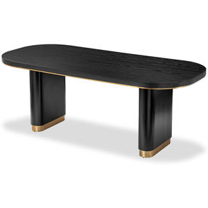 Chaplin Black Ash Finish Dining Table with Brushed Brass Trim