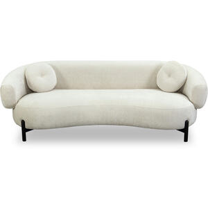 Lapis Curved Retro Sofa in Light Grey Boucle or Ivory Sand Fabric