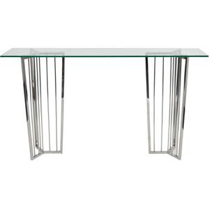 Abington Stainless Steel Frame and Clear Glass Console Table by The Arba Furniture Company