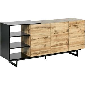 Fiora 3 Drawer 2 Door Sideboard in Light Wood Finish with Black