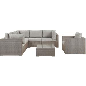 Lounge Set CONTARE PE Rattan Taupe Left Hand 6 Seater by Beliani