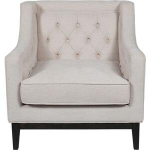 Theodore Buttoned Occasional Armchair in Ivory Fabric