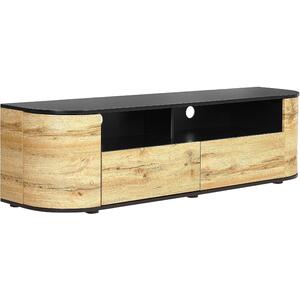 TV Stand Light Wood and Black JEROME by Beliani