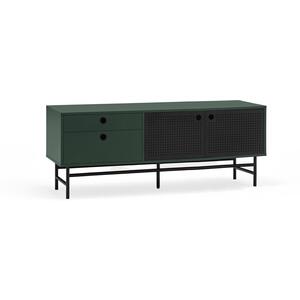 Punto Two Door Two Drawer TV Cabinet - Dark Green and Matt Black by Andrew Piggott Contemporary Furniture