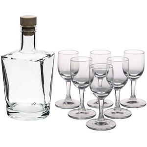 Glass Cordial Bottle Set Faro 700ml - Bottle + 6 Glasses