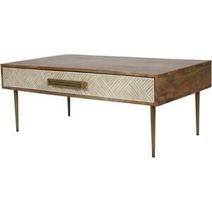 Linden Bone & Mango Wood Rectangular Coffee Table with 1 Drawer
