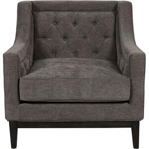 Theodore Buttoned Occasional Armchair in Warm Grey Fabric