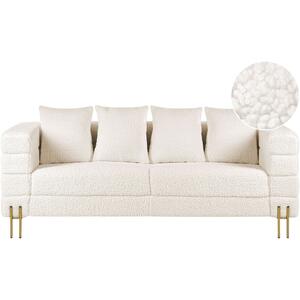 GRANNA 3 Seater Faux Sofa in Brown Faux Leather or White Boucle