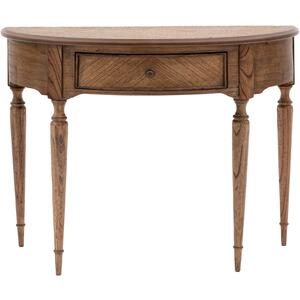 Highgrove Antiqued Brown Wood Demi Lune Console Table