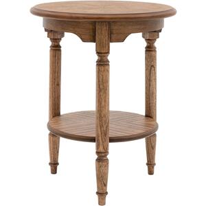 Highgrove Antiqued Brown Wood Round Side Table