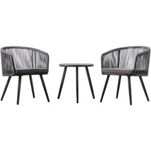 Cassis Garden 2 Chair and Table Set in Charcoal Grey 
