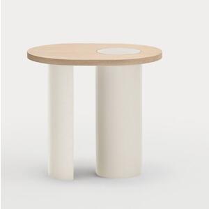 Nori Lamp Table - White Wash Wood and Cream Finish by Andrew Piggott Contemporary Furniture