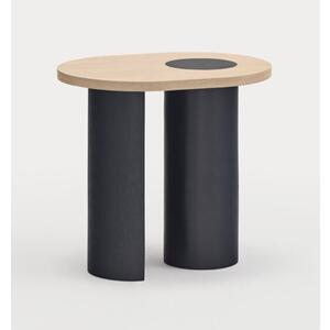 Nori Lamp Table - White Wash Wood and Navy Blue Finish by Andrew Piggott Contemporary Furniture