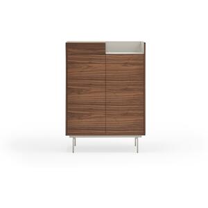 Valley High Sideboard Two Doors/One Drawer - Walnut Finish with Light Grey Metal Tray