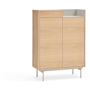 Valley High Sideboard Two Doors/One Drawer - Oak Finish with Light Grey Metal Tray