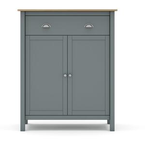 Lucena Two Door One Drawer Occasional Storage Cabinet - Khaki Green and Waxed Pine