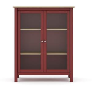 Lucena Two Door Display Cabinet - Bordeaux Red and Waxed Pine