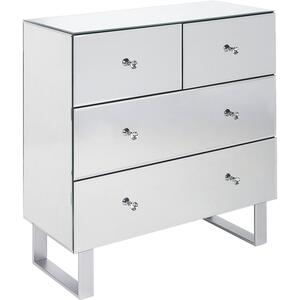 NESLE 4 Drawer Mirrored Silver Glass Chest