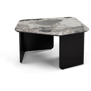 Organic Grey Marble and Black Coffee Table