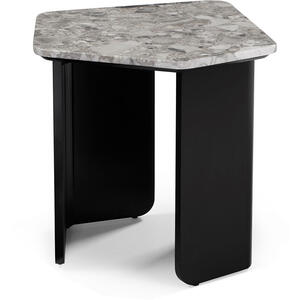Organic Grey Marble and Black Side Table