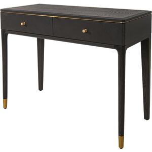 Vancent Dark Grey Wood Classic Dressing Table with Brass Accents