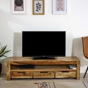 Surrey Solid Mango Wood Large TV Cabinet With 3 Drawers 