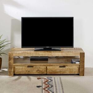 Surrey Solid Mango Wood TV Stand With 2 Drawers 