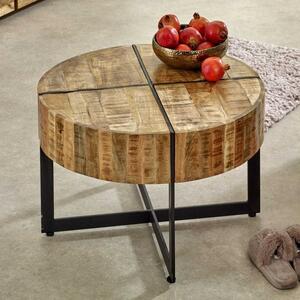 Surrey Solid Mango Wood Round Coffee Table With Metal Legs 