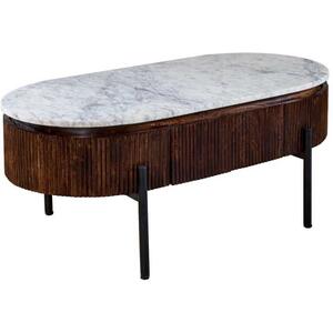 
Opal Mango Wood Rectangular Fluted Coffee Table With Marble Top & Metal Legs  by Indian Hub