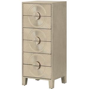 Loca Silver Embossed Metal 6 Drawer Tall Boy Chest of Drawers