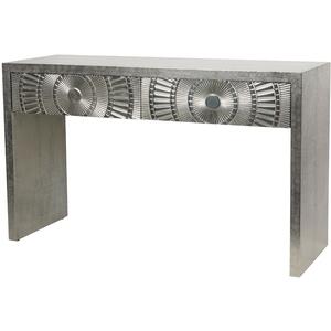 Coco Silver Embossed Metal Console by The Arba Furniture Company
