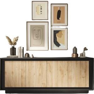 Luna Four Door Sideboard - Black Lava and Cadiz Oak Finish  by Andrew Piggott Contemporary Furniture