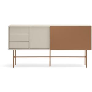 Nube Sideboard One Door/One Sliding Door /Three Drawers  180 cm - Light Sand and Brick Red Finish