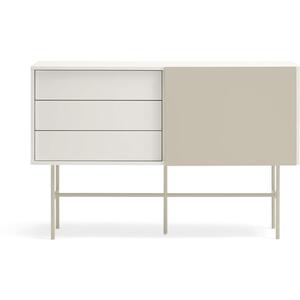 Nube Sideboard One Door/One Sliding Door /Three Drawers 140 cm - Cream and Light Sand Finish by Andrew Piggott Contemporary Furniture