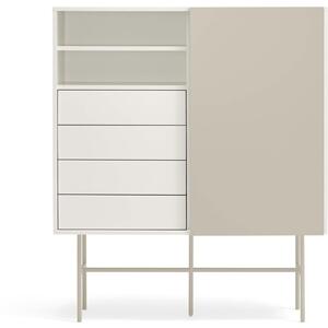 Nube Storage Cabinet One Sliding Door /Four Drawers/Two Shelves - Cream and Light Sand Finish
