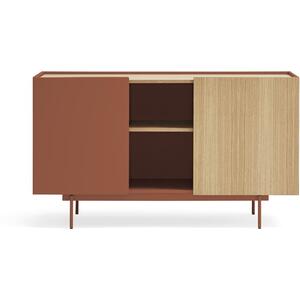 Otto Sideboard Two Doors/Three Drawers - Red Brick  and Oak Finish
