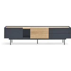 Otto TV Cabinet Two Door/Two Drawer Anthracite Grey and Oak Finish by Andrew Piggott Contemporary Furniture