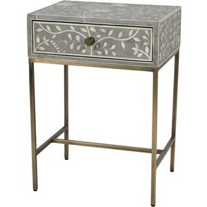 Laura Ashley Grey Epsley Side Table With Drawer by The Arba Furniture Company