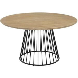 Maddox Antiqued Acacia Wood Round Dining Table with Metal Base 140cm